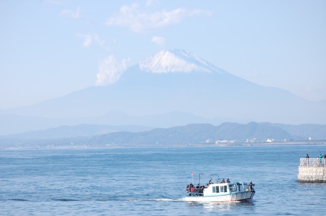 富士山と観光船
